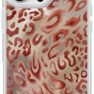 SCORPIFY Capa para iPhone 16 Pro [compatível com MagSafe] com estampa de leopardo e textura prateada líquida, capa magnética fofa para celular para mulheres, meninas e homens, estampa brilhante