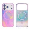 Sesty Capa magnética para iPhone 17 Pro Max 6,9 polegadas compatível com MagSafe holográfico rosa redemoinho | Bonito para meninas e mulheres | Borda macia traseira rígida | Capa protetora para