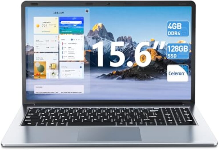 SGIN Laptop de 15,6 polegadas, 11 laptops domésticos com 4 GB de RAM, SSD de 128 GB, processador Celeron, BT4.2.0, HDMI, 7000 mAh, WiFi, UHD Graphics 600, Type-C, WiFi 2.4/5G