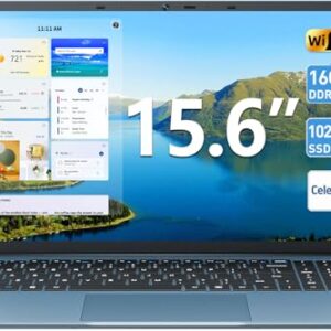 SGIN Laptops de 15,6 polegadas, 16 GB de RAM, SSD de 1024 GB, laptops com Celeron N5100 Quad-Core, Notebook Win 11 Home, 8000mAh, WiFi, ângulo aberto de 180°, USB