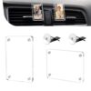 Shakas 2 peças de suportes para fotos de carro, para painel de ventilação, clipe magnético, visor de cartão de foto de adsorção de acrílico com clipe de fixação, moldura de carro personalizada 8,9 x 6