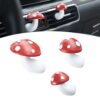 Shakas Ornamento de ventilação de ar condicionado de carro cogumelo 3 peças, aromaterapia de resina criativa engraçada pequena estilo fresco, acessório de montagem de encaixe, adequado para a maioria