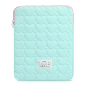 Shinylin Linda capa para laptop de 13 a 14 polegadas estética acolchoada bolsa de computador macia em forma de coração impressa acessórios com laptop de 13 a 14 polegadas para mulheres, rosa e verde