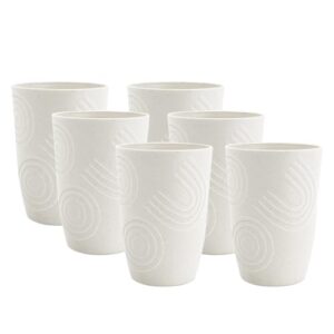 SINOGE Copos de canudo de trigo - Alternativa aos copos de plástico de 473 ml - Conjunto de copos reutilizáveis com 6 copos inquebráveis empilháveis para lava-louças - Branco