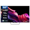 Skyworth Smart TV QLED+ 4K UHD de 50 polegadas, Google TV série Q6500A com tela fosca antirreflexo, luz ambiente adaptável, Dolby Vision, Dolby Atmos, DTS, controle de voz de campo distante