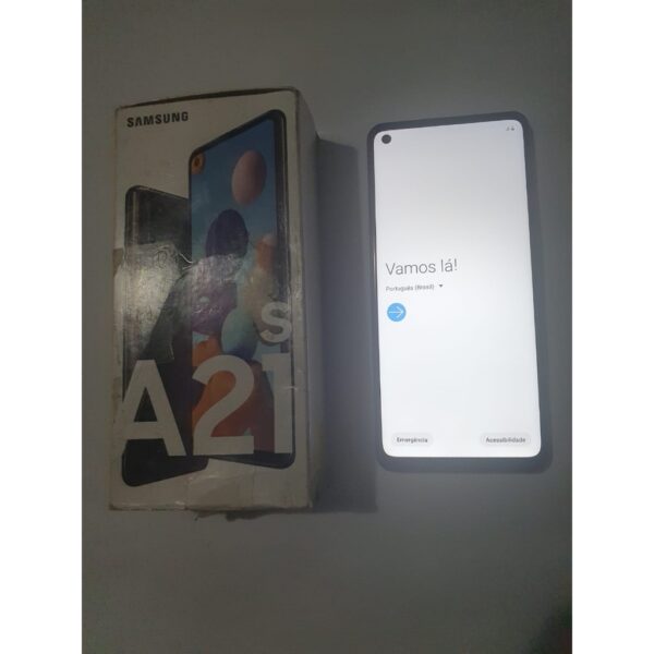 Smartphone Samsung A21s preto, aparelho de mostruario.