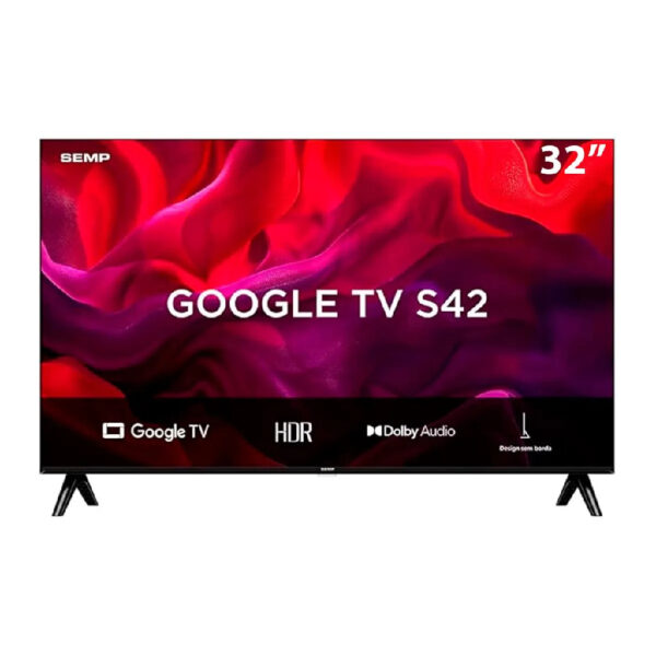 Smart TV 32" LED HD Semp TCL S42 Google TV, Wi-Fi, Bluetooth, HDMI, Dolby Audio
