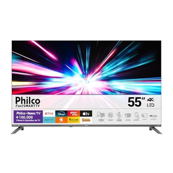 Smart TV 55" Philco 4K UHD LED Roku TV Dolby Audio P55CRA