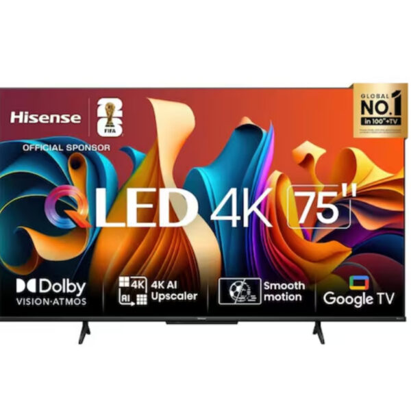 Smart TV 75" UHD 4K QLED Hisense 75Q6N Google TV HDR10+, Dolby Atmos, Modo Esporte Modo Jogo Plus