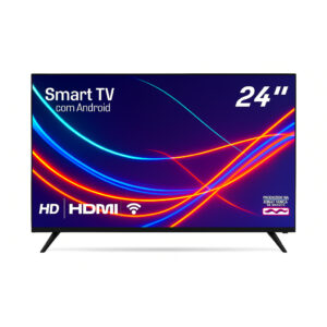 Smart TV HQ LED 24 Polegadas 3 HDMI 2 USB WI-FI Android 11 e Processador Quad Core App Netflix, GloboPlay 110v/220v
