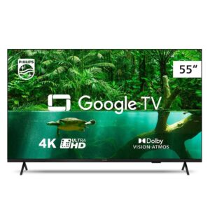 Smart TV Philips LED 55" 4K UHD PUG7408/78 Google TV, Wi-Fi e Bluetooth integrados
