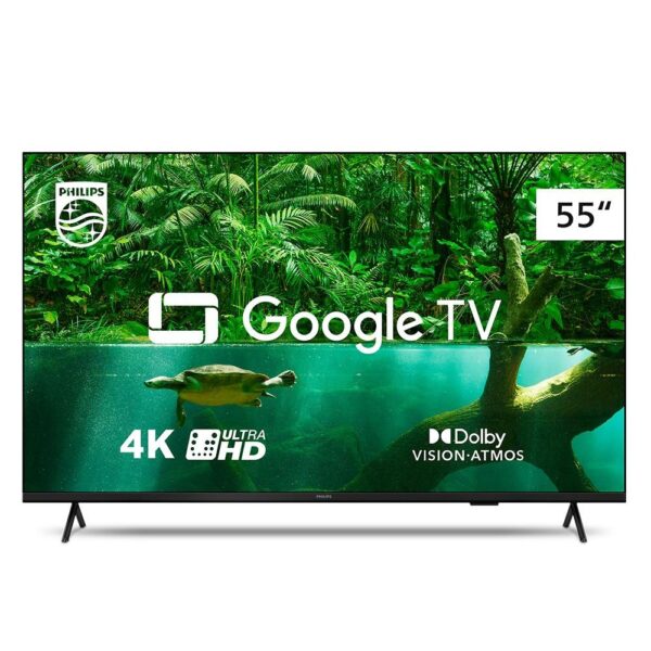 Smart TV Philips LED 55" 4K UHD PUG7408/78 Google TV, Wi-Fi e Bluetooth integrados