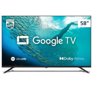 Smart TV Philips PUG7019 4K UHD de 58" Google TV Dolby Vision/Atmos e Google Assistente