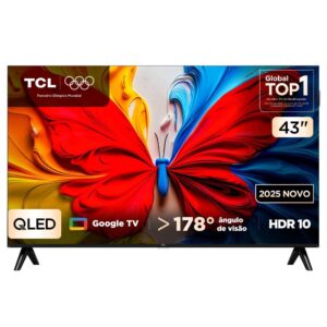 Smart TV TCL 43 Polegadas Full HD QLED S5K WiFi Bluetooth Google TV 2 HDMI HDR10 Dolby Audio 43S5K