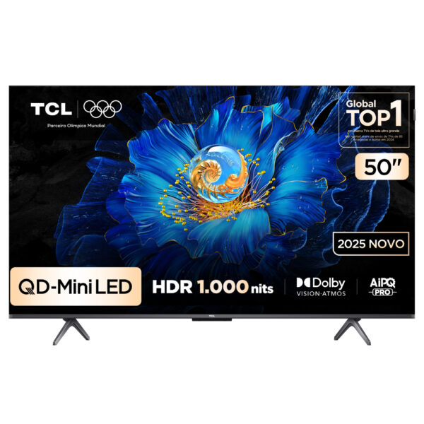 Smart TV TCL 50 Polegadas QLED Mini LED 4K C6KS WiFi Bluetooth Google TV HDR10+ Dolby Atmos 50C6KS