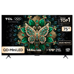 Smart TV TCL 75 Polegadas QLED Mini LED 4K C6K WiFi Bluetooth Google TV 4 HDMI 144Hz HDR10+ 75C6K