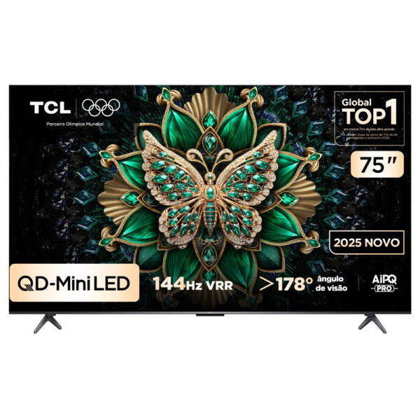 Smart TV TCL 75 Polegadas QLED Mini LED 4K C6K WiFi Bluetooth Google TV 4 HDMI 144Hz HDR10+ 75C6K
