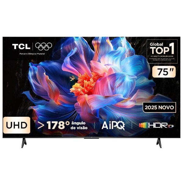 Smart TV TCL 75 Polegadas UHD 4K P6K WiFi Bluetooth Google TV 3 HDMI HDR10+ Dolby Audio 75P6K