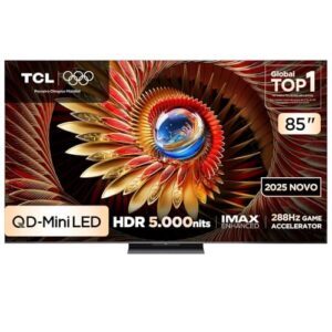 Smart TV TCL 85 Polegadas QLED Mini LED 4K C8K WiFi Bluetooth Google TV 288Hz VRR HDR10+ 85C8K