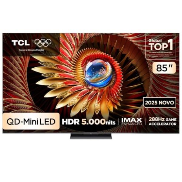 Smart TV TCL 85 Polegadas QLED Mini LED 4K C8K WiFi Bluetooth Google TV 288Hz VRR HDR10+ 85C8K