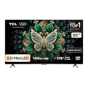 Smart TV TCL 85 Polegadas QLED Mini LED Matte 4K C6K WiFi Bluetooth Google TV 144Hz VRR HDR10+ 85C6K