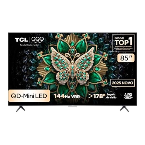 Smart TV TCL 85 Polegadas QLED Mini LED Matte 4K C6K WiFi Bluetooth Google TV 144Hz VRR HDR10+ 85C6K