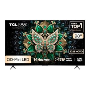 Smart TV TCL 98 Polegadas QLED Mini LED Matte 4K C6K WiFi Bluetooth Google TV 144Hz VRR HDR10+ 98C6K