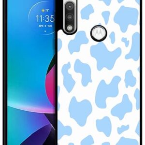 SM CASES Capa para Moto G Fast - Capa protetora à prova de choque com estampa animal de pele de vaca azul design impresso 2D capa protetora de borracha TPU à prova de choque para Moto G Fast
