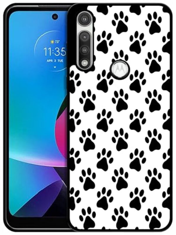 SM CASES Capa para Moto G Fast - Capa protetora à prova de choque de borracha TPU com estampa de pata de cachorro 2D para Moto G Fast