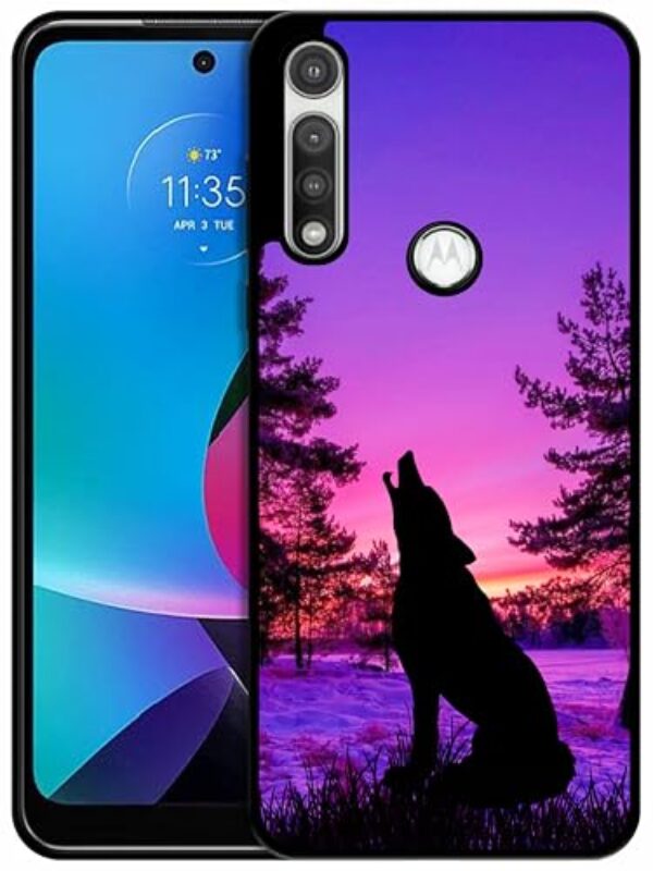 SM CASES Capa para Moto G Fast - Capa protetora à prova de choque de borracha TPU com design impresso em lobo 2D para Moto G Fast