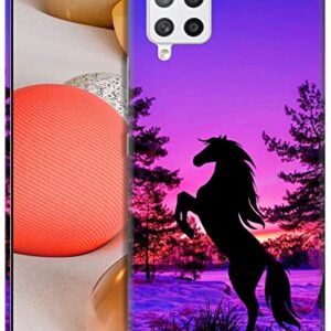 SM CASES Capa para Samsung Galaxy A12 / A12 5G / A12 Nacho - Cavalo Design Impresso 3D Capa de Plástico Rígido Branco