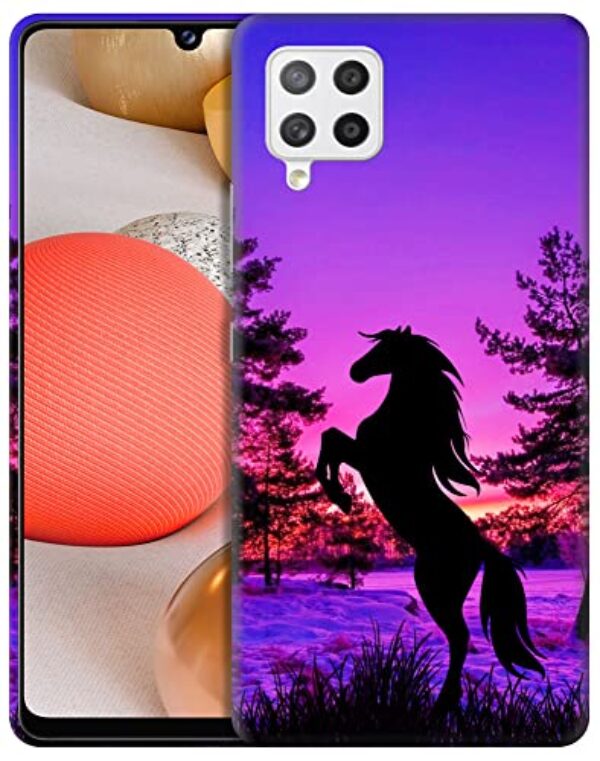 SM CASES Capa para Samsung Galaxy A12 / A12 5G / A12 Nacho - Cavalo Design Impresso 3D Capa de Plástico Rígido Branco