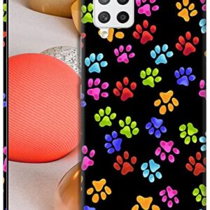 SM CASES Capa para Samsung Galaxy A12 / A12 5G / A12 Nacho - Desenho impresso em 3D de pata de cachorro estampa animal multicolorido capa de plástico rígido