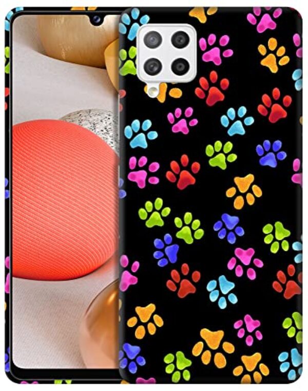 SM CASES Capa para Samsung Galaxy A12 / A12 5G / A12 Nacho - Desenho impresso em 3D de pata de cachorro estampa animal multicolorido capa de plástico rígido