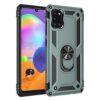 SORAKA Capa para Samsung Galaxy A31 com suporte de anel capa protetora para Samsung Galaxy A31 capa traseira de policarbonato rígido com placa de metal para suporte magnético de telefone carro verde