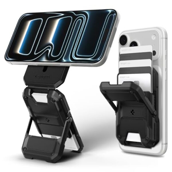 Spigen Para carteira MagSafe, Tough Armor Pro (MagFit) compatível com iPhone 17/16/15/14/13/12 Pixel 10 MagSafe-Capas Pixelsnap com bloqueio de RFID, suporte rígido resistente, suporte magnético