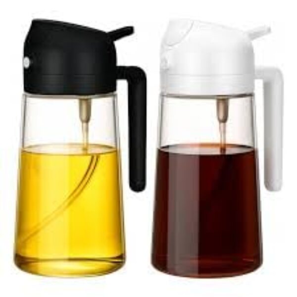 Spray e Dosador de Azeite 2 em 1 – Pulverizador Borrifador Galheteiro 500ml de Vidro para Óleo, Vinagre e Molhos | Ideal para Saladas, Churrasco, Air Fryer e Frituras – Culinária Saudável Prático