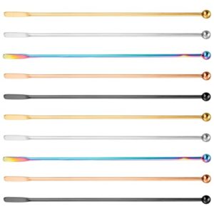 Stir Sticks 10 Pçs 5 Cores 20.3 cm Aço Inoxidável Swizzle Sticks com Extremidade Bola Agitadores de Café Portátil Suave e Fácil de Lavar para Casa, Bar, Café