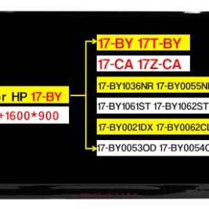 Substituição de 43.9 cm para HP 17-by 17-BY1036NR 17-BY1061ST 17-BY1062ST 17-BY0021DX 17-BY0062CL 17-BY0053OD 17-BY0054CL 17-BY0055NR L22561-001 L 22562-001 827047-001 Tela LCD HD sem toque 1600×900