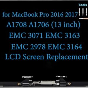 Substituição de tela LCD para MacBook Pro A1708 A1706 final de 2016 meados de 2017 EMC 3071 EMC 3163 EMC 3164 Retina Full LED Display conjunto de capa de dobradiça 661-05095 661-05096 (prata)