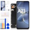 Substituição de tela para Samsung Galaxy A71 4G LCD Display A715 para Galaxy A71 4G Digitalizador Touch Screen Assembly SM-A715F, SM-A715W, SM-A715F/DS (preto com moldura, sem função de impressão de