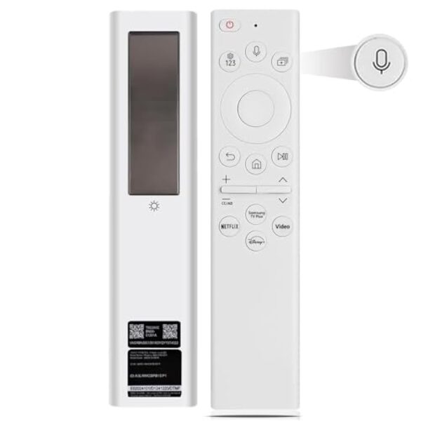 Substituição para controle remoto Samsung Smart TV: controle de voz compatível com BN59-01385A/01391A (versão solar), para todas as Smart TVs Samsung Crystal UHD QLED The Frame NEO QLED 4K 8K 2019 a