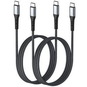 SUNGUY Cabo de carregamento USB C para USB C, pacote com 2 unidades de 60 W PD USB 2.0, carregamento rápido para iPhone 15/15 Plus/15 Pro/15 Pro Max, Galaxy S23/S22/Z Fold/Z Flip, iPad Pro/Air 2020,