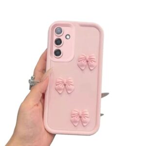 Sunswim Capa com laço para Galaxy A13 5G para mulheres meninas bonito Kawaii 3D fita rosa laço elegante estética moderna macia durável capa de telefone à prova de choque para Samsung Galaxy A13 5G-Bow
