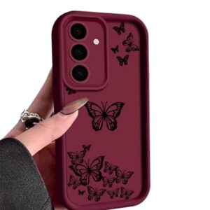 Sunswim Compatível com Galaxy A34 5G borboleta fofa [proteção da lente da câmera] capa protetora de borracha de silicone macia para mulheres meninas à prova de choque para Samsung Galaxy A34 5G