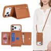 SunYoo Capa carteira compatível com iPhone 17 Pro Max com porta-cartões para mulheres, capa para iPhone 17 Pro Max com alça transversal com cordão, capa de telefone de couro PU com bolso com zíper