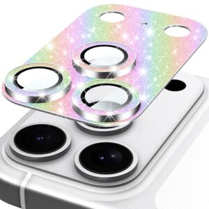 Suoman Protetor de lente de câmera para iPhone 17 Pro, [All-in-one] [Forte aderência] Bling Glitter Independente Moldura de Metal Vidro Temperado Capa de Lente de Câmera - Colorida