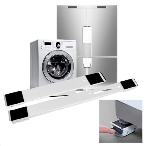 Suporte com Rodinhas, Suporte de Base com Rodinha para Geladeira Fogão E Máquina de Lavar Base Carrinho Até 500kg Ajustável(Branco)