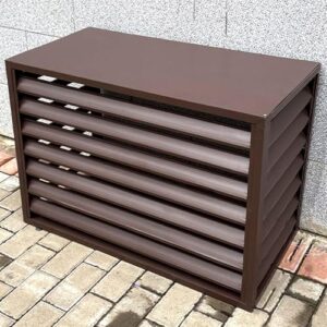 Suporte De Ar Condicionado De Tela De Cerca Externa, Capa Protetora De Estrutura Externa De Ar Condicionado De Liga De Alumínio, Prateleira De Plantas Com Venez, Brown, 110CMx60CMx80CM