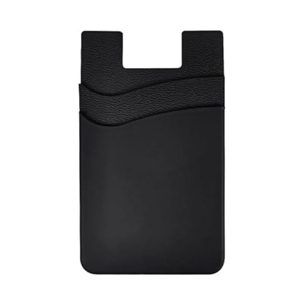 Suporte de cartão adesivo para carteira de telefone para a parte de trás do telefone, Preto, Passeio